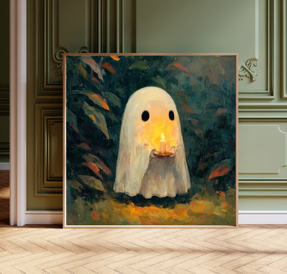 Ghost Halloween Print - Gothic Wall Art - Whimsical Poster