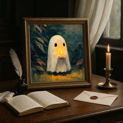 Ghost Halloween Print - Gothic Wall Art - Whimsical Poster