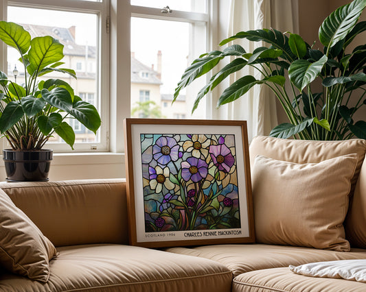 Rennie Mackintosh Floral Print – Botanical Wall Art - Art Deco Poster