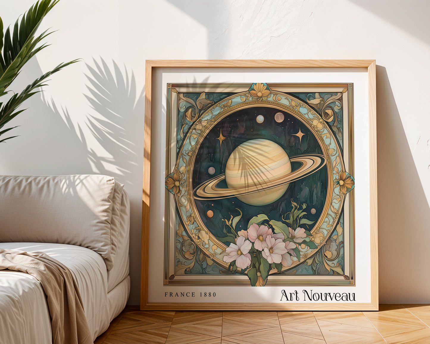 Saturn Art Nouveau Print - Art Deco Poster - Vintage Botanical Wall Art