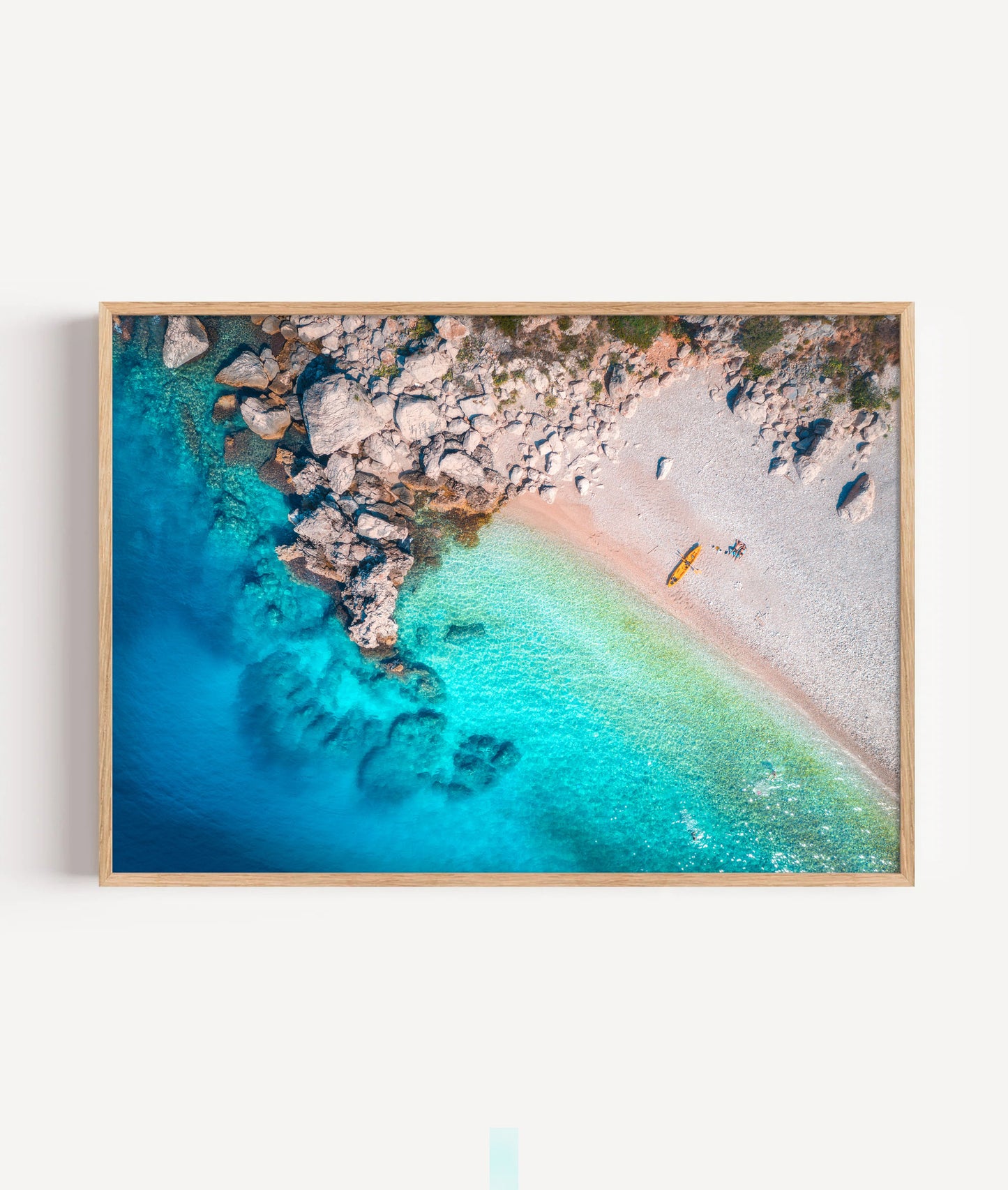 Rocky Cove Beach Print, Aerial Ocean Photography Wall Art Poster, Coastal Travel Decor