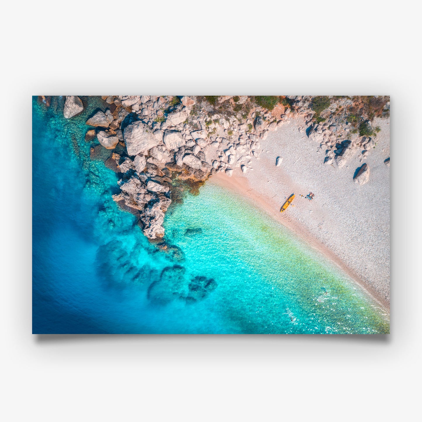 Rocky Cove Beach Print, Aerial Ocean Photography Wall Art Poster, Coastal Travel Decor