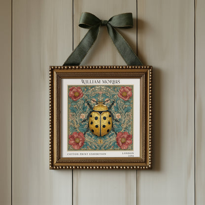 William Morris Style Ladybird Print – Botanical Square Wall Art