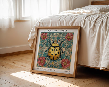 William Morris Style Ladybird Print – Botanical Square Wall Art