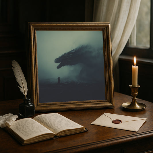 Gothic Dragon Wall Art - Fantasy Poster - Dark Academia Print