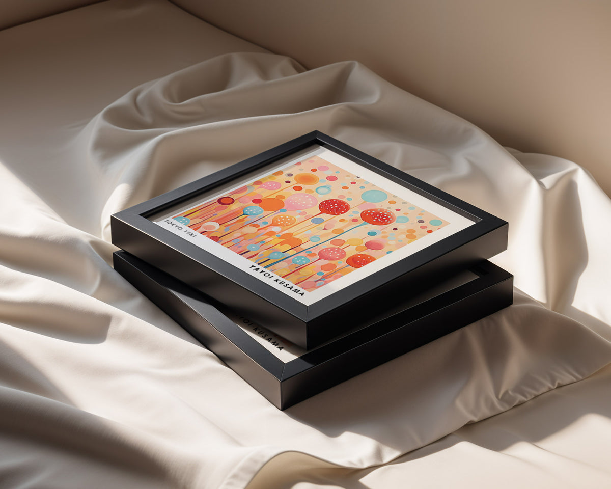 Yayoi Kusama Inspired Pastel Polka Dot Stems Print | Colourful Japanese Wall Art