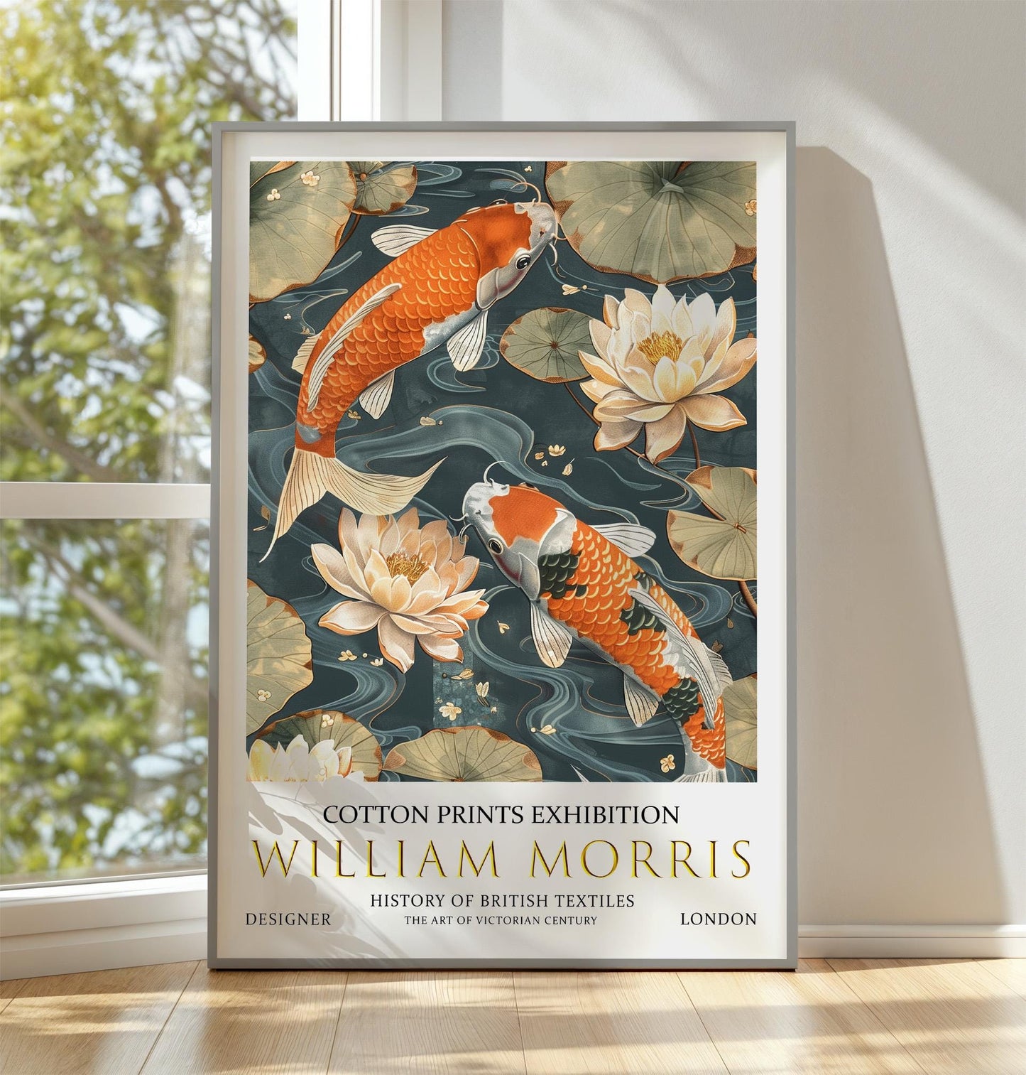 William Morris Koi Fish Print: Vintage Floral Wall Art