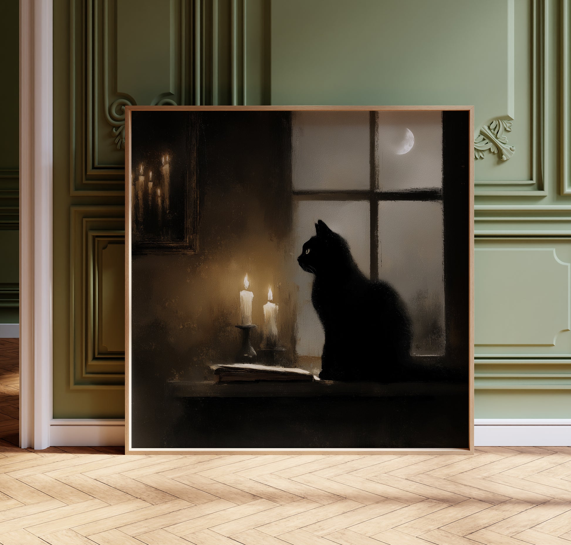 Black Cat Print - Spooky Wall Art - Gothic Witch Poster