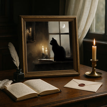 Black Cat Print - Spooky Wall Art - Gothic Witch Poster