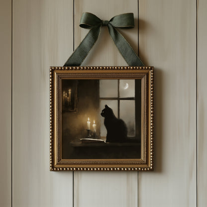 Black Cat Print - Spooky Wall Art - Gothic Witch Poster