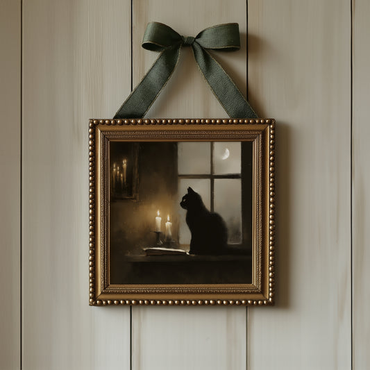 Black Cat Print - Spooky Wall Art - Gothic Witch Poster