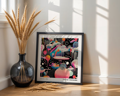 Yayoi Kusama Inspired Surreal Abstract Landscape Print | Japanese Polka Dot Wall Art