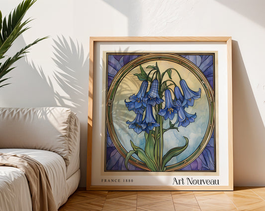Bluebells Art Nouveau Print - Art Deco Poster - Vintage Floral Wall Art
