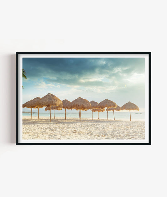 Tropical Beach Umbrella Print, Seaside Photography Wall Art Poster, Coastal Holiday Decor