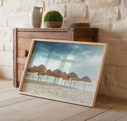 Tropical Beach Umbrella Print, Seaside Photography Wall Art Poster, Coastal Holiday Decor