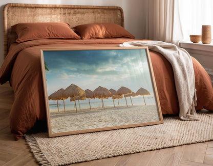 Tropical Beach Umbrella Print, Seaside Photography Wall Art Poster, Coastal Holiday Decor