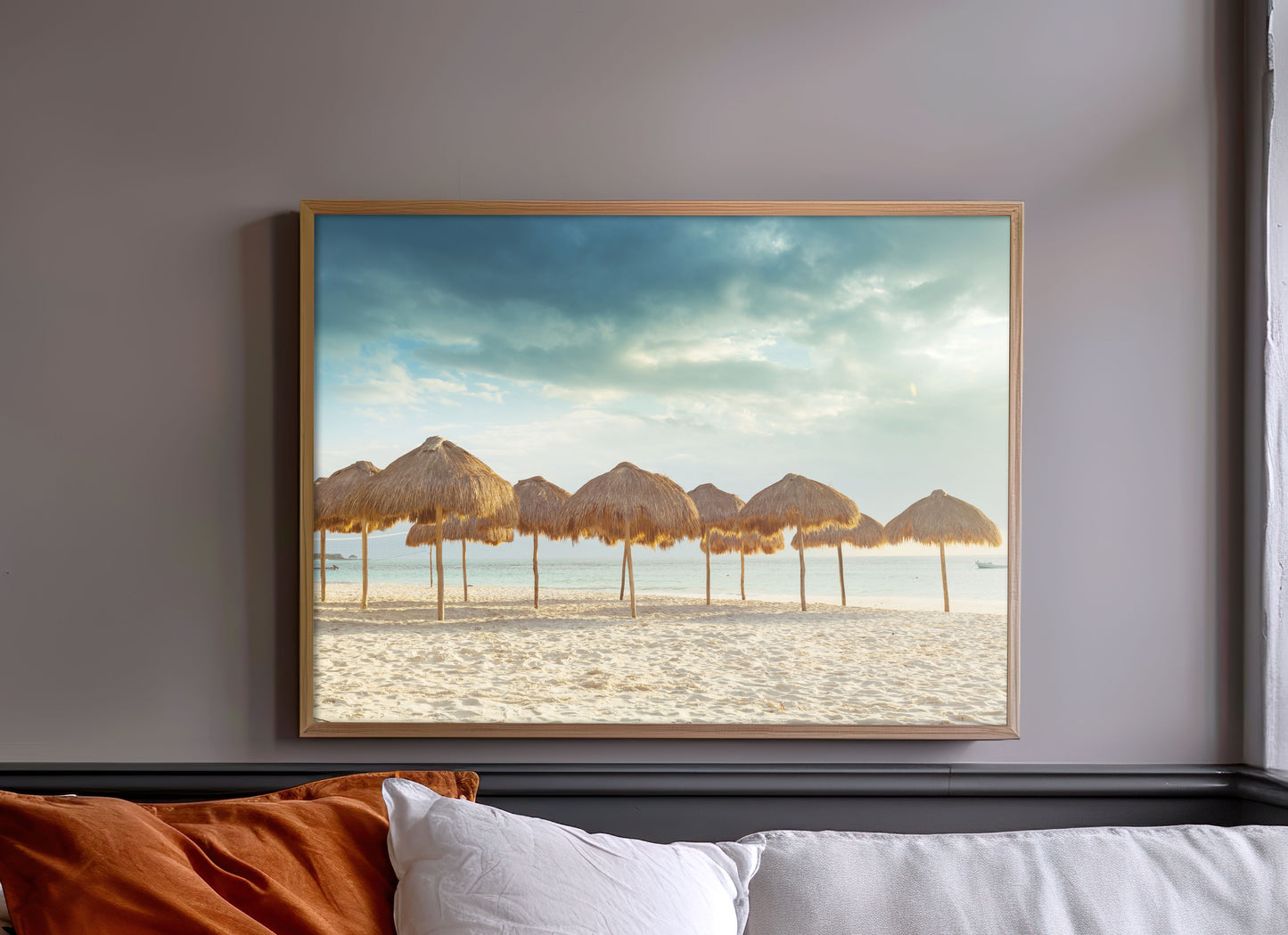 Tropical Beach Umbrella Print, Seaside Photography Wall Art Poster, Coastal Holiday Decor