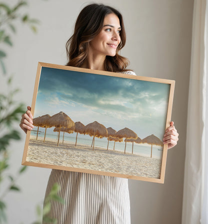 Tropical Beach Umbrella Print, Seaside Photography Wall Art Poster, Coastal Holiday Decor