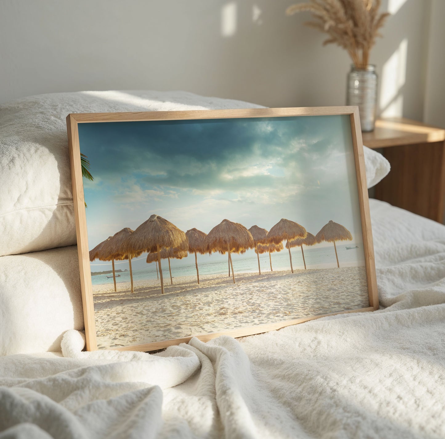 Tropical Beach Umbrella Print, Seaside Photography Wall Art Poster, Coastal Holiday Decor