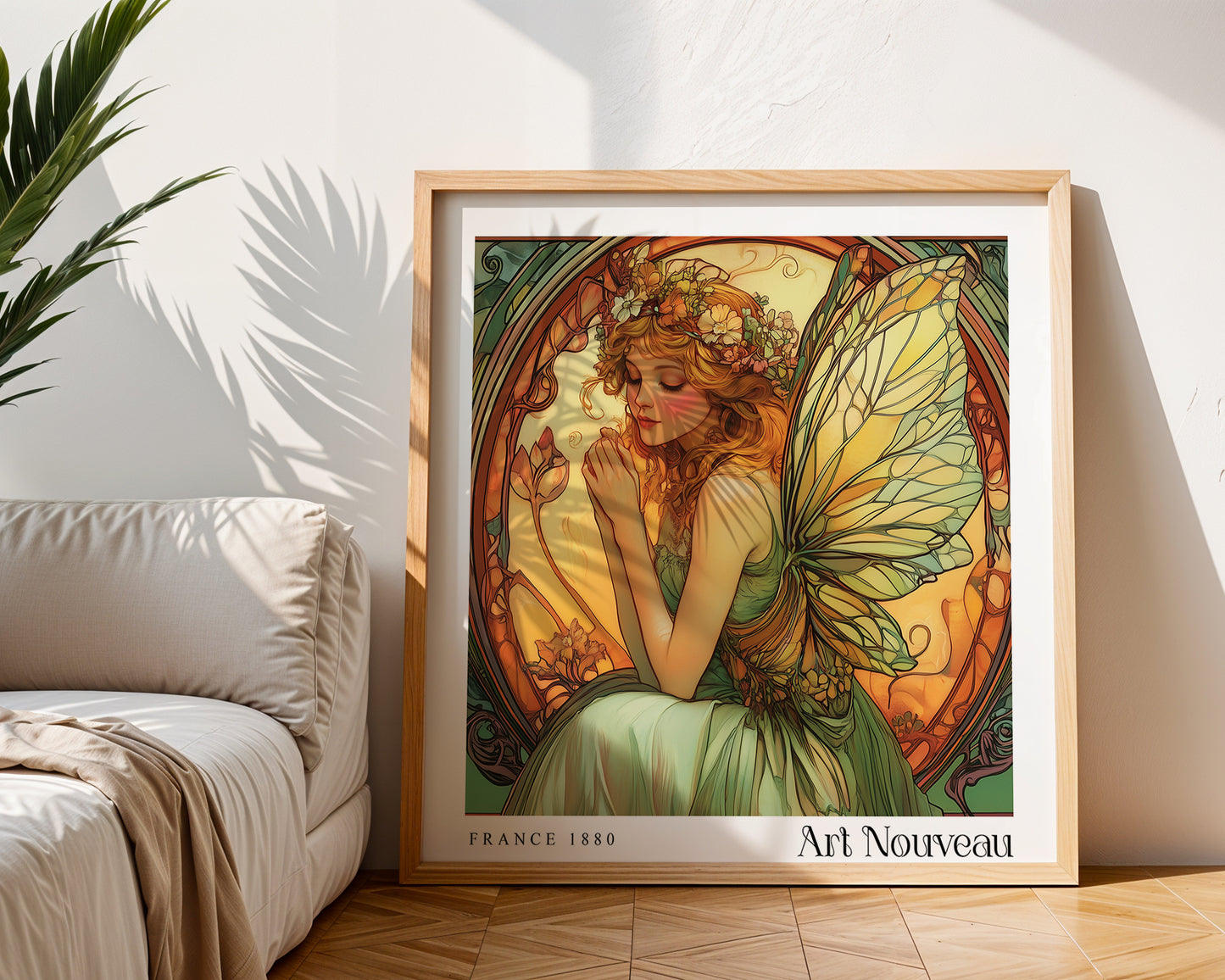 Fairy Art Nouveau Print - Art Deco Poster - Vintage Floral Wall Art