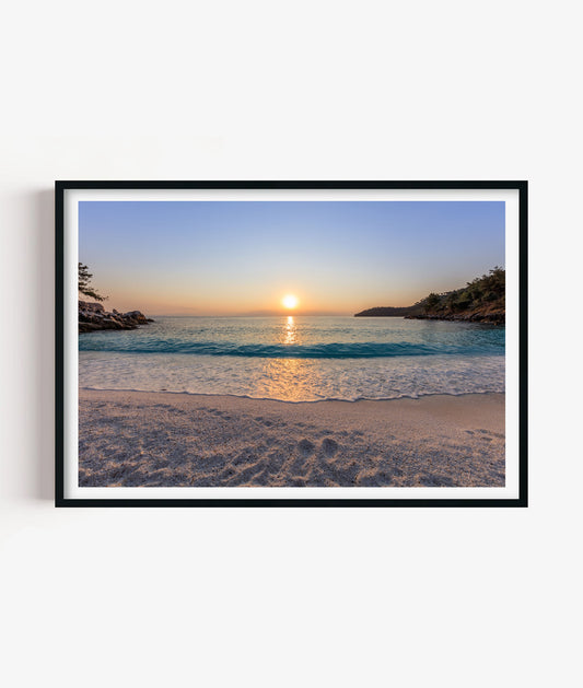 Sunset Beach Print, Coastal Ocean Photography Wall Art Poster, Seaside Travel Decor
