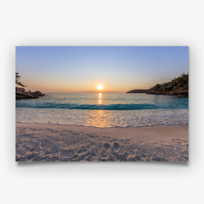 Sunset Beach Print, Coastal Ocean Photography Wall Art Poster, Seaside Travel Decor