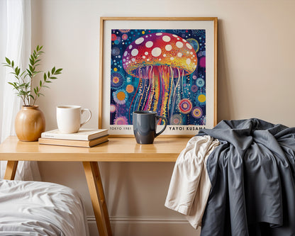 Yayoi Kusama Inspired Colourful Polka Dot Jellyfish Print | Psychedelic Japanese Wall Art