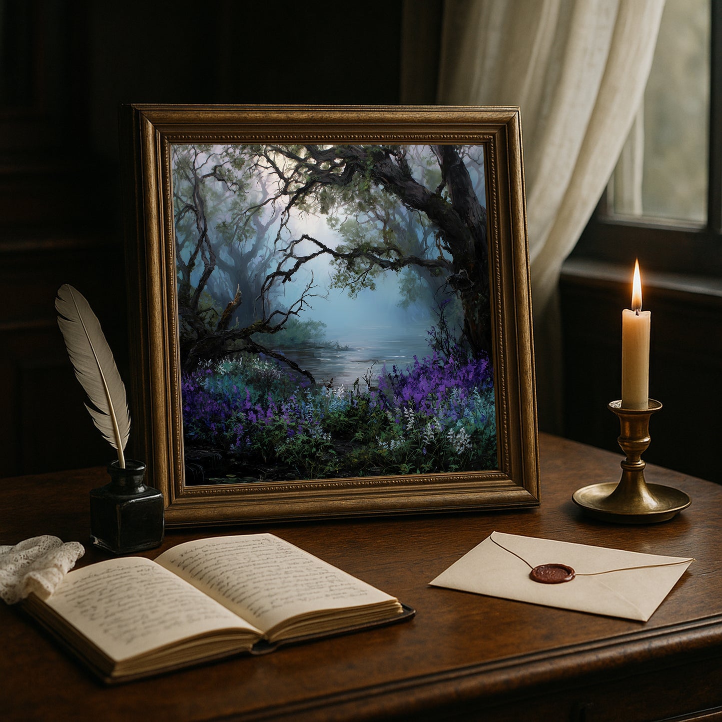 Enchanted Forest Print – Gothic Fantasy Wall Art - Dark Academia Poster