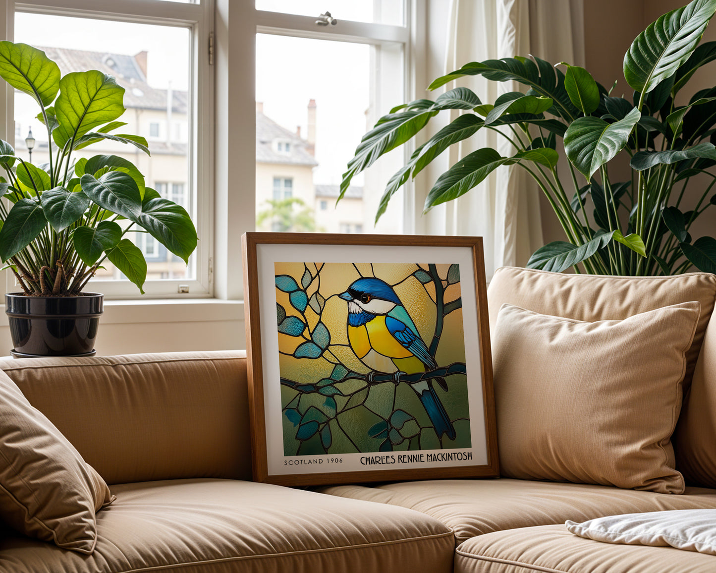Rennie Mackintosh Stained Glass Decor - Art Nouveau Poster - Bird Wall Art