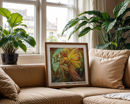 Rennie Mackintosh Fairy Print - Stained Glass Decor - Art Nouveau Poster