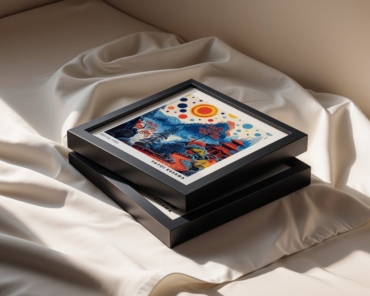 Yayoi Kusama Inspired Abstract Pagoda Print | Colourful Japanese Mountain Wall Art