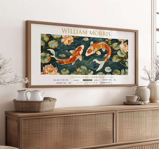 William Morris Panoramic Print – William Morris Poster – Koi Fish Print