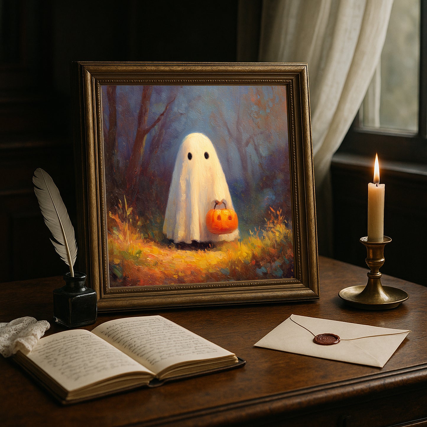 Cute Ghost Print – Spooky Halloween Wall Art