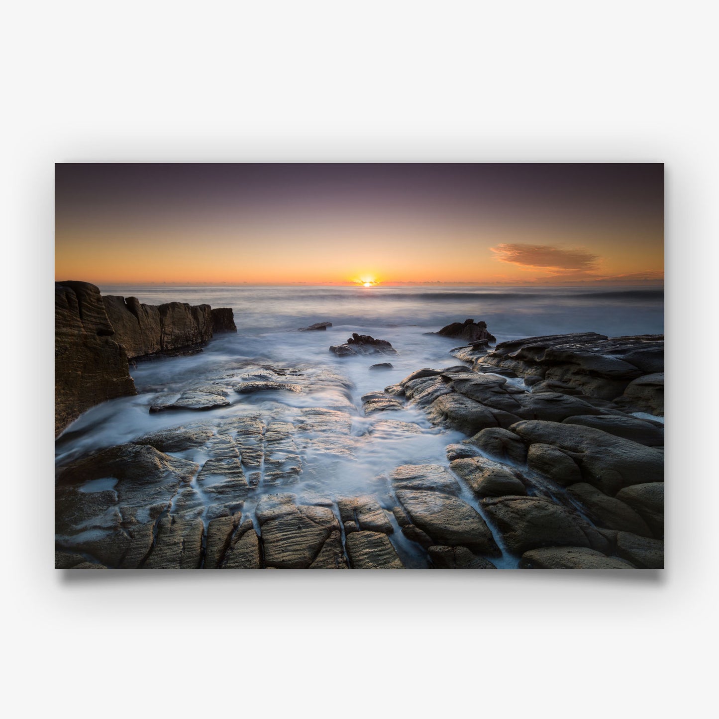 Rocky Coast Sunset Print, Ocean Seascape Photography Wall Art Poster, Coastal Decor