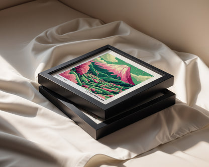 Yayoi Kusama Inspired Pink Mount Fuji Print | Cherry Blossom Japanese Landscape Wall Art