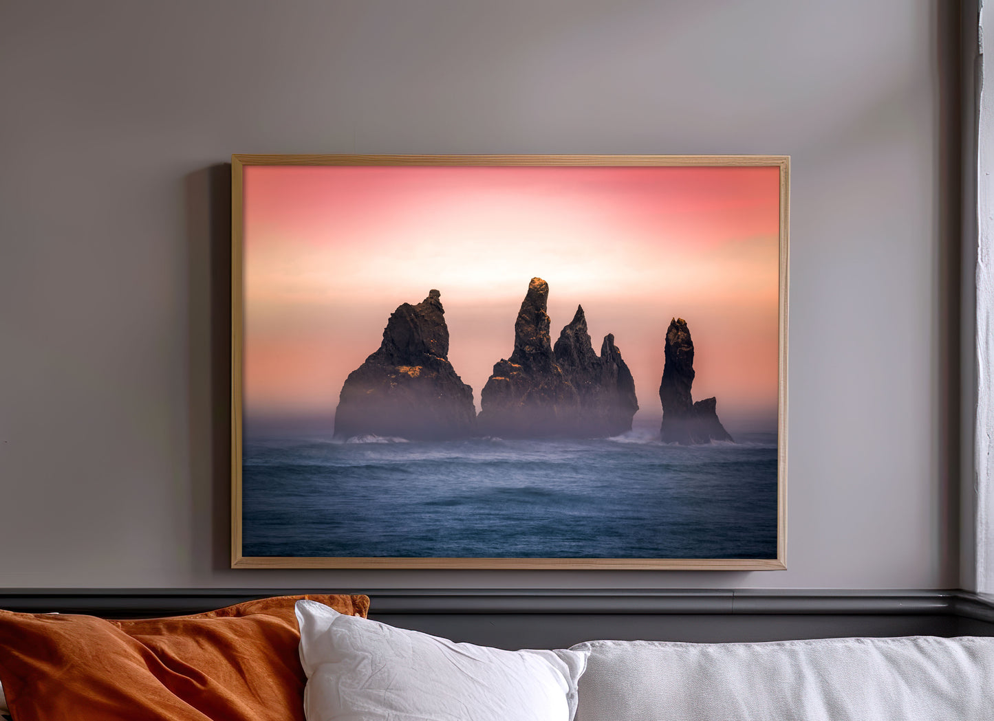 Rocky Sunset Print, Ocean Seascape Photography Wall Art Poster, Coastal Decor