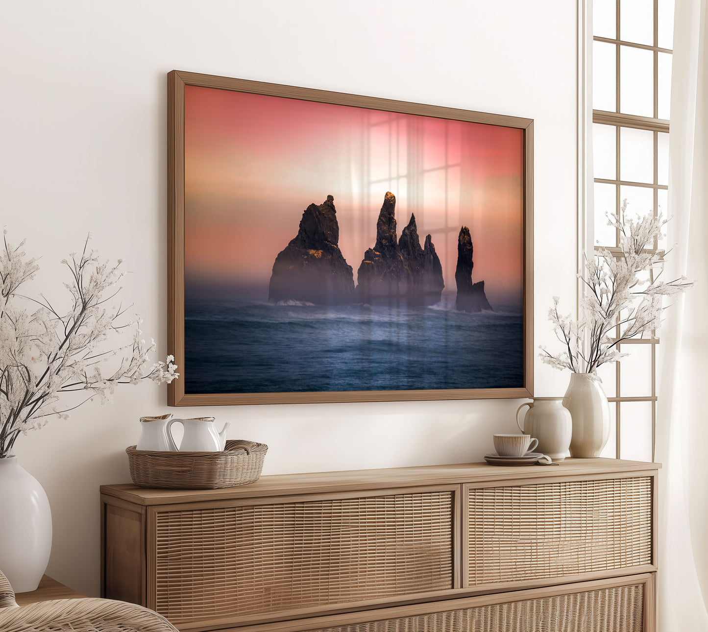 Rocky Sunset Print, Ocean Seascape Photography Wall Art Poster, Coastal Decor