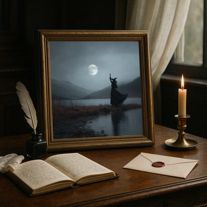 Gothic Witch Print -Dark Academia Poster - Spooky Wall Art