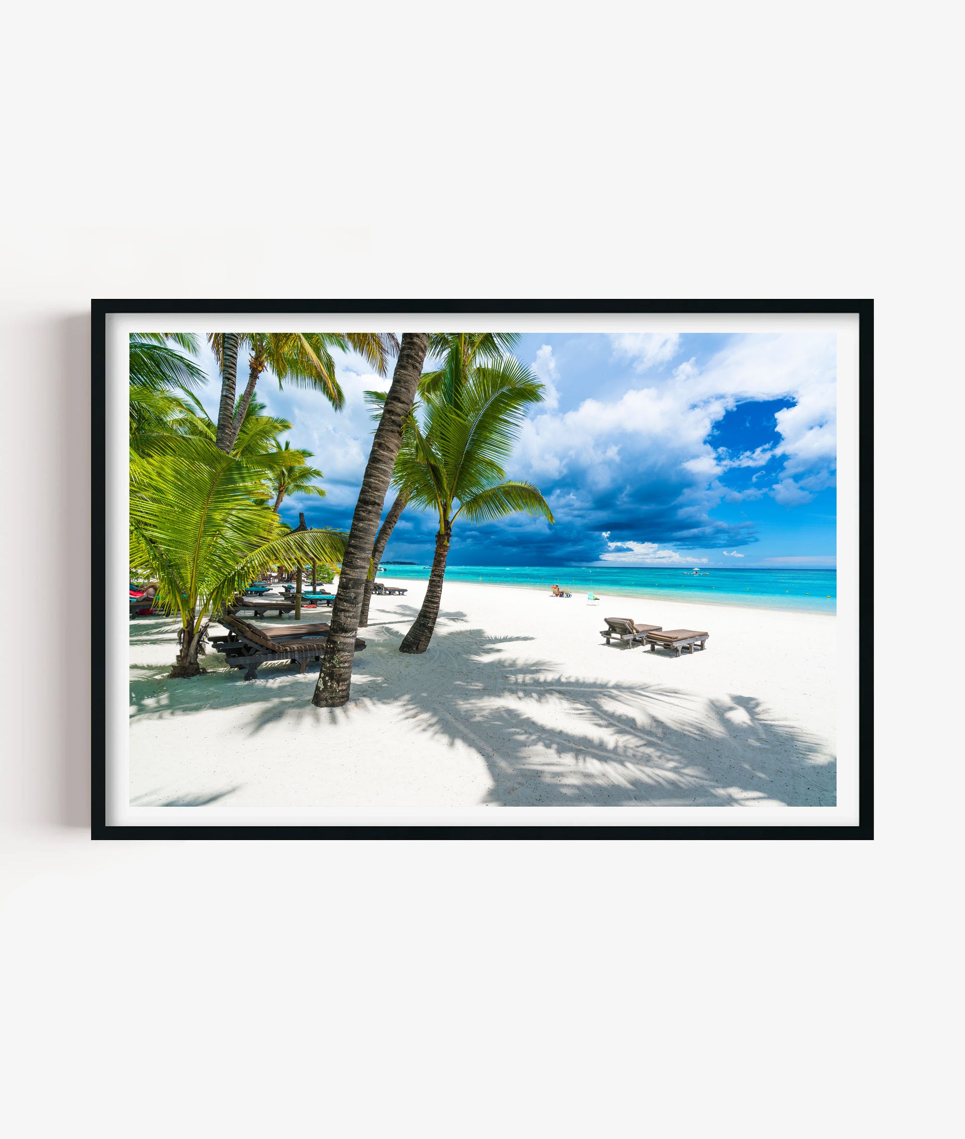 Palm Tree Beach Print, Tropical Ocean Photography Wall Art Poster, Coastal Holiday Deco