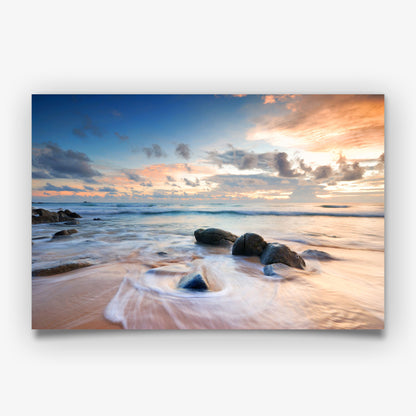 Ocean Sunset Print, Coastal Seascape Photography Wall Art Poster, Beach House Decor