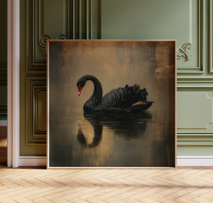 Black Swan Print - Gothic Decor - Dark Academia Wall Art