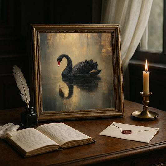 Black Swan Print - Gothic Decor - Dark Academia Wall Art