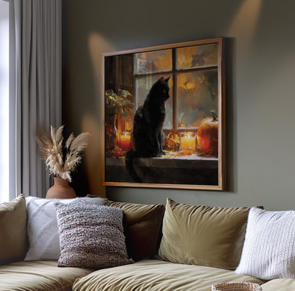 Black Cat Print - Gothic Decor - Halloween Witchy Wall Art