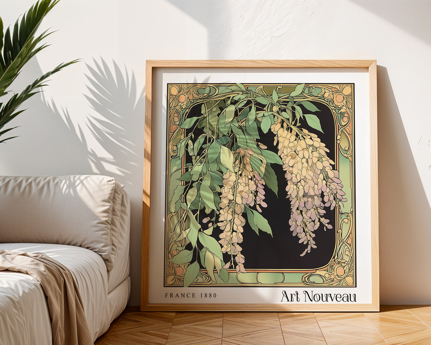 Wisteria Art Nouveau Print - Vintage Floral Wall Art  - Art Deco Poster