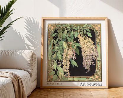 Wisteria Art Nouveau Print - Vintage Floral Wall Art  - Art Deco Poster