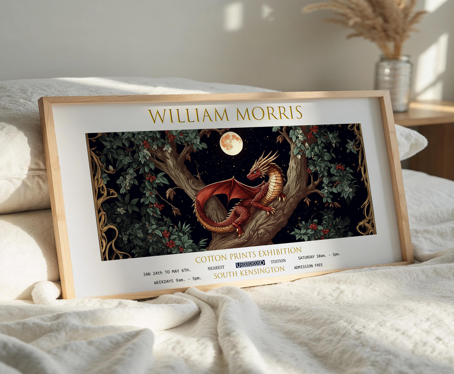 William Morris Dragon Print: Vintage Botanical Wall Art
