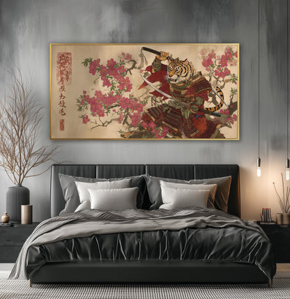 Samurai Tiger Panoramic Print: Japanese Ukiyo-e Art