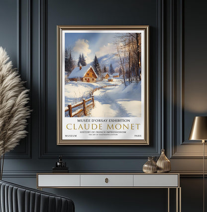 Claude Monet Winter Village Print: Impressionist Landscape Art