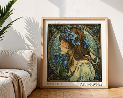 Art Nouveau Print - Vintage Floral Wall Art  - Art Deco Poster