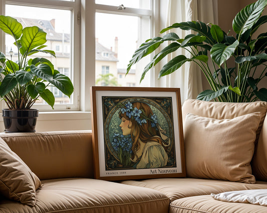 Art Nouveau Print - Vintage Floral Wall Art  - Art Deco Poster